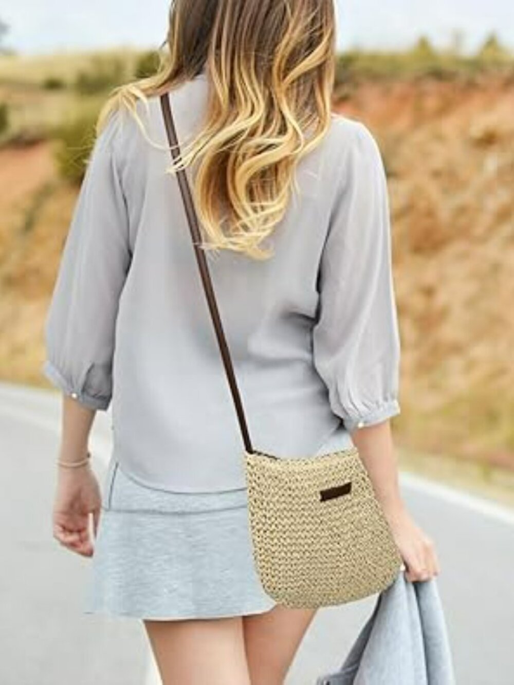 Shoulder Handwoven Straw Bag Ocean Vacation Boho Beach Purse Wicker - New‎ - Picture 2 of 6